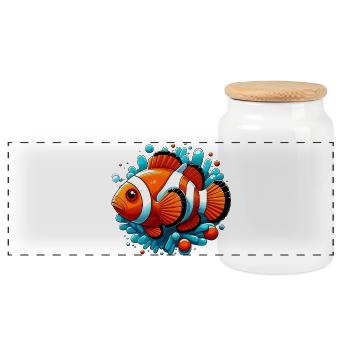 Clownfish - Panoramic Cookie Jar with Wooden Lid - white - Front