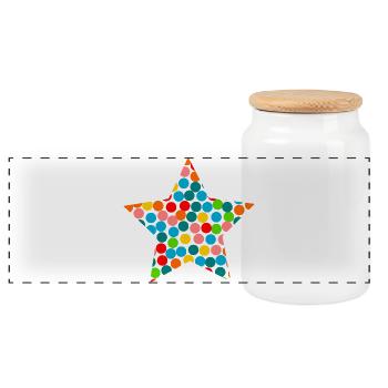 STAR. CHRISTMAS. MERRY CHRISTMAS. MERRY CHRISTMAS - Panoramic Cookie Jar with Wooden Lid - white - Front
