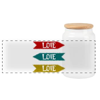 CHRISTMAS. MERRY CHRISTMAS. MERRY CHRISTMAS. SANTA CLAUS - Panoramic Cookie Jar with Wooden Lid - white - Front