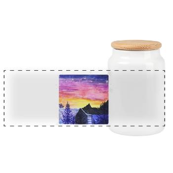 WinterSonne - Sonja Ariel von Staden - Panorama Keksdose mit Holzdeckel - Weiß - Vorne