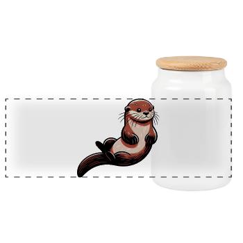 Loutre - Boîte à biscuits avec couvercle en bois - blanc - Devant