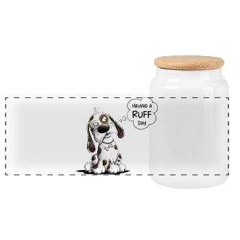 Nope Dog Saying Having A Ruff Day - Panoramic Cookie Jar with Wooden Lid - white - Front
