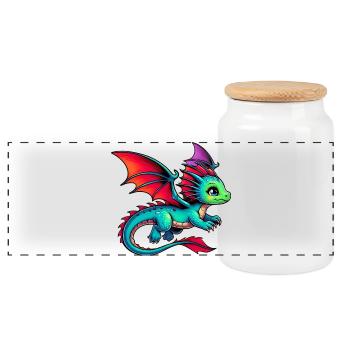 Dragon - Panoramic Cookie Jar with Wooden Lid - white - Front