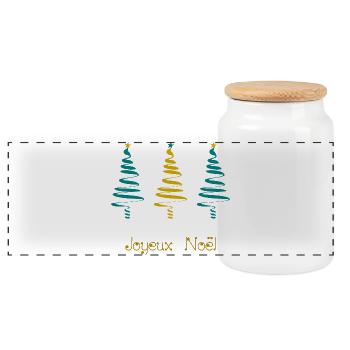 NOËL. MERRY CHRISTMAS. SAPIN. BONNE ANNEE - Boîte à biscuits avec couvercle en bois - blanc - Devant