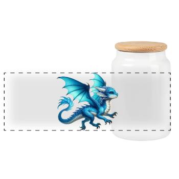 Dragon - Panoramic Cookie Jar with Wooden Lid - white - Front