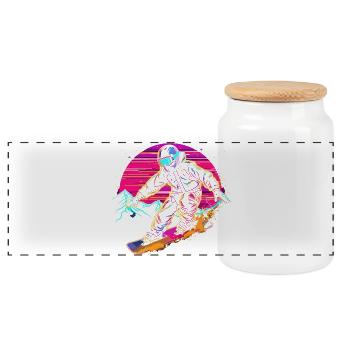 Snowboarder Vaporwave - Panorama Keksdose mit Holzdeckel - Weiß - Vorne