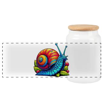 Snail - Panoramic Cookie Jar with Wooden Lid - white - Front