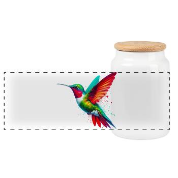 Kolibri - Panorama Keksdose mit Holzdeckel - Weiß - Vorne