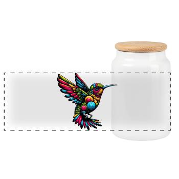 Kolibri - Panorama Keksdose mit Holzdeckel - Weiß - Vorne