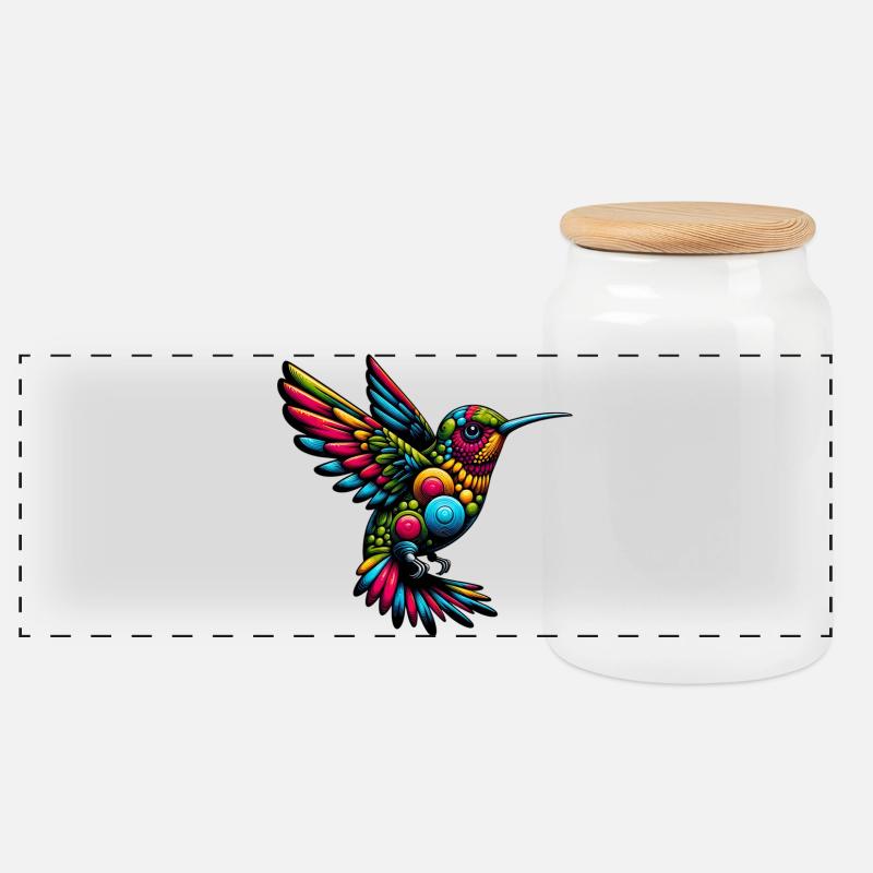 Kolibri - Panorama Keksdose mit Holzdeckel - Weiß