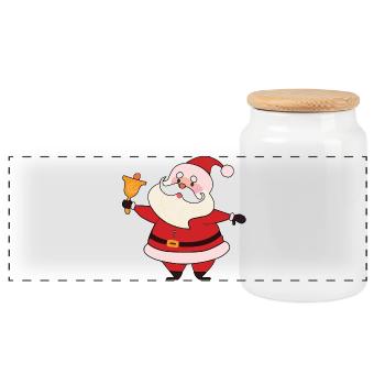 Santa Clause - Panoramic Cookie Jar with Wooden Lid - white - Front