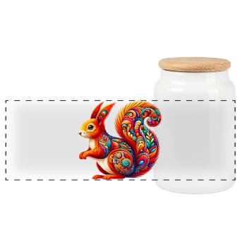 Écureuil - Boîte à biscuits avec couvercle en bois - blanc - Devant