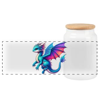 Dragon - Panoramic Cookie Jar with Wooden Lid - white - Front