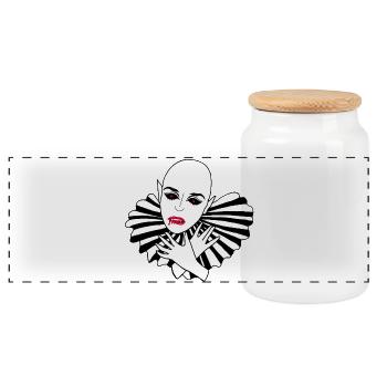 Vintage manga vampire woman - Panoramic Cookie Jar with Wooden Lid - white - Front