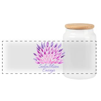 Soul Blossoms Energy - Sonja Ariel von Staden - Panoramic Cookie Jar with Wooden Lid - white - Front