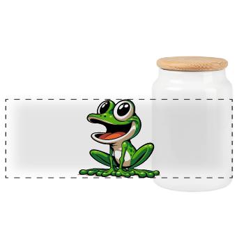 Grenouille - Boîte à biscuits avec couvercle en bois - blanc - Devant
