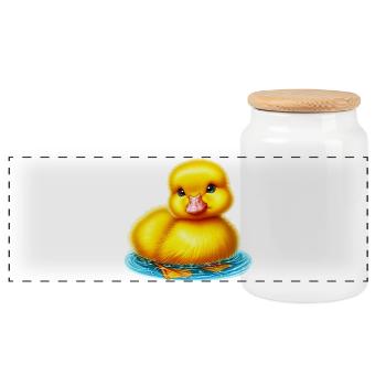 Caneton Canard Canard Canard - Boîte à biscuits avec couvercle en bois - blanc - Devant