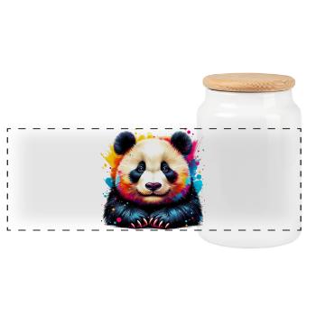 Panda - Panorama Keksdose mit Holzdeckel - Weiß - Vorne