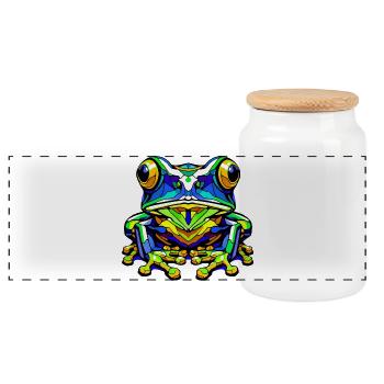 Frosch - Panorama Keksdose mit Holzdeckel - Weiß - Vorne