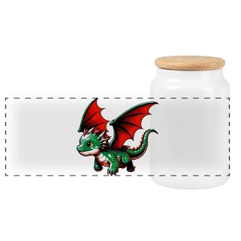 Dragon - Panoramic Cookie Jar with Wooden Lid - white - Front