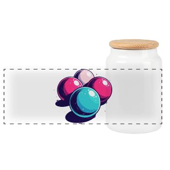 Boules de billard - Boîte à biscuits avec couvercle en bois - blanc - Devant