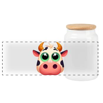 Vache - Boîte à biscuits avec couvercle en bois - blanc - Devant