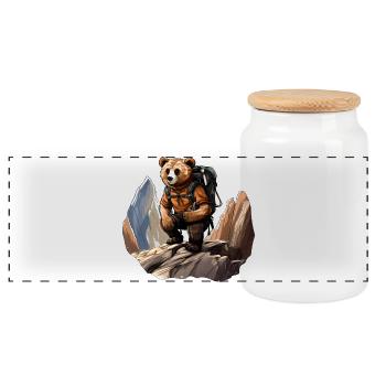 Ours Alpinistes / Randonnée Ours - Boîte à biscuits avec couvercle en bois - blanc - Devant