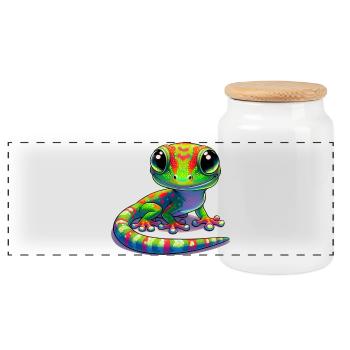 Gecko - Boîte à biscuits avec couvercle en bois - blanc - Devant