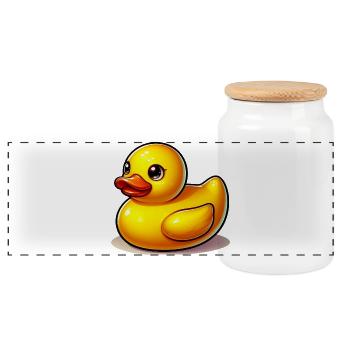 Duckling Duck Duck Duck - Panoramic Cookie Jar with Wooden Lid - white - Front