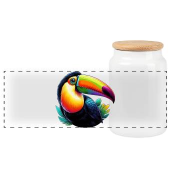 Toucan - Panoramic Cookie Jar with Wooden Lid - white - Front