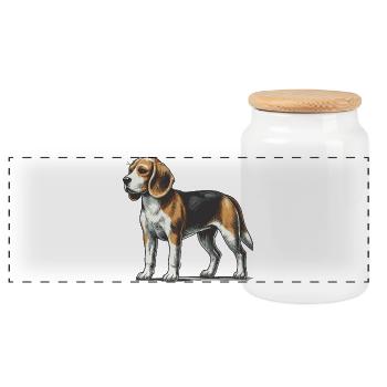 Beagle - Panorama Keksdose mit Holzdeckel - Weiß - Vorne