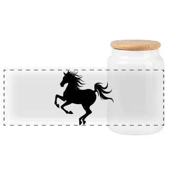 Silhouette de cheval gracieuse en mouvement - Boîte à biscuits avec couvercle en bois - blanc - Devant