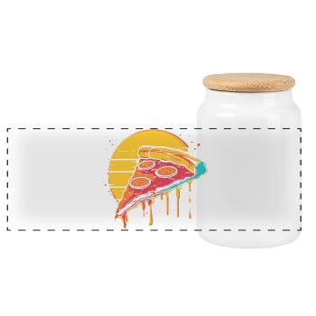 Illustration de tranche de pizza - Boîte à biscuits avec couvercle en bois - blanc - Devant