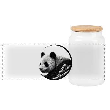 Panda avec forêt – L’élégance amoureuse de la nature - Boîte à biscuits avec couvercle en bois - blanc - Devant
