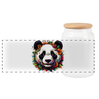 Panda - Panoramic Cookie Jar with Wooden Lid - white - Front