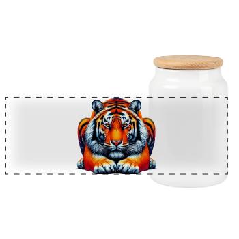 Tigre - Boîte à biscuits avec couvercle en bois - blanc - Devant