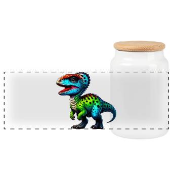 Dinosaure - Boîte à biscuits avec couvercle en bois - blanc - Devant