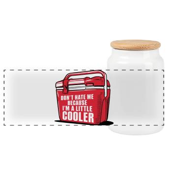Cooler amusant Jeu de mots « Un peu plus cooler » - Boîte à biscuits avec couvercle en bois - blanc - Devant