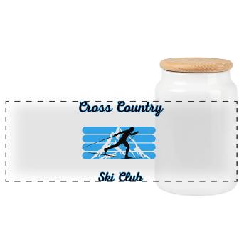 Cross Country Ski Club Sweater, Apres Ski Outfit - Panoramic Cookie Jar with Wooden Lid - white - Front