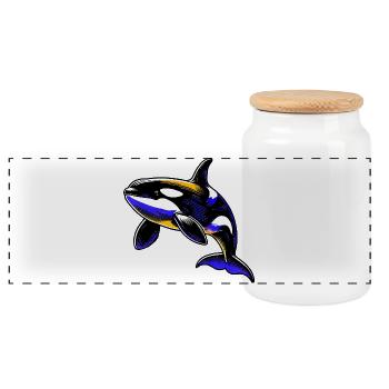 Killer whale - Panoramic Cookie Jar with Wooden Lid - white - Front