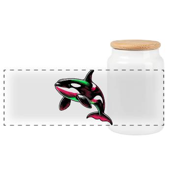 Killer whale - Panoramic Cookie Jar with Wooden Lid - white - Front