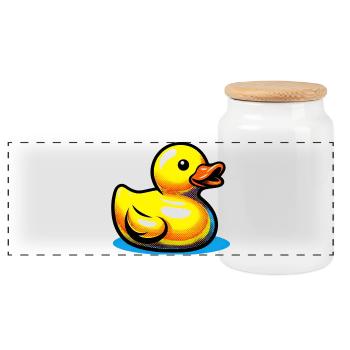 Caneton Canard Canard Canard - Boîte à biscuits avec couvercle en bois - blanc - Devant