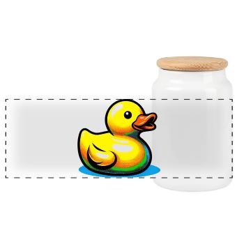 Caneton Canard Canard Canard - Boîte à biscuits avec couvercle en bois - blanc - Devant