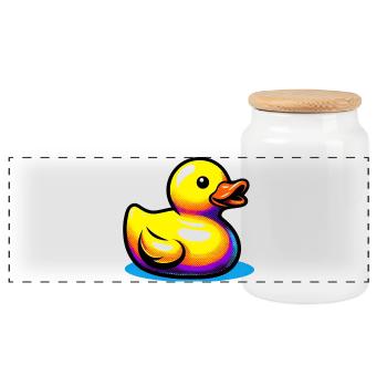 Duckling Duck Duck Duck - Panoramic Cookie Jar with Wooden Lid - white - Front