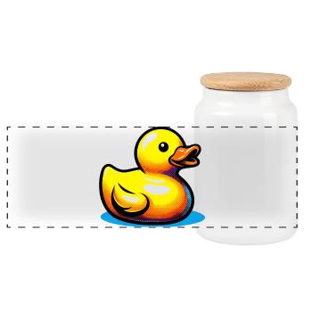 Caneton Canard Canard Canard - Boîte à biscuits avec couvercle en bois - blanc - Devant