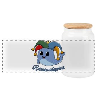 Karnewalsprinz Wortwitz Wortspiele Karneval Kostüm - Panorama Keksdose mit Holzdeckel - Weiß - Vorne