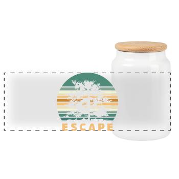 Escape Forest Design - Logo d’aventure rétro dans la nature - Boîte à biscuits avec couvercle en bois - blanc - Devant