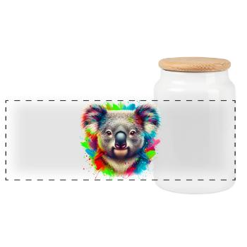 Koala - Panoramic Cookie Jar with Wooden Lid - white - Front