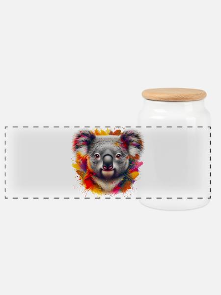 Koala - Panorama Keksdose mit Holzdeckel - Weiß
