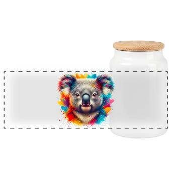 Koala - Panoramic Cookie Jar with Wooden Lid - white - Front